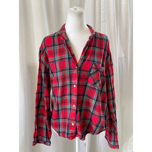Women's Victoria's Secret Red Green Plaid Pajama Top M